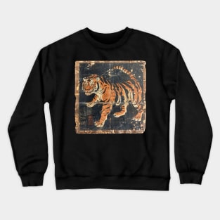 TIGER VINTAGE WOODBLOCK PRINT Crewneck Sweatshirt